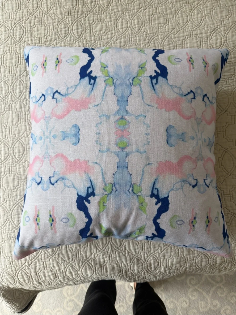 Pretty pillow cover- Pastel Blues & Pink 20 x 20